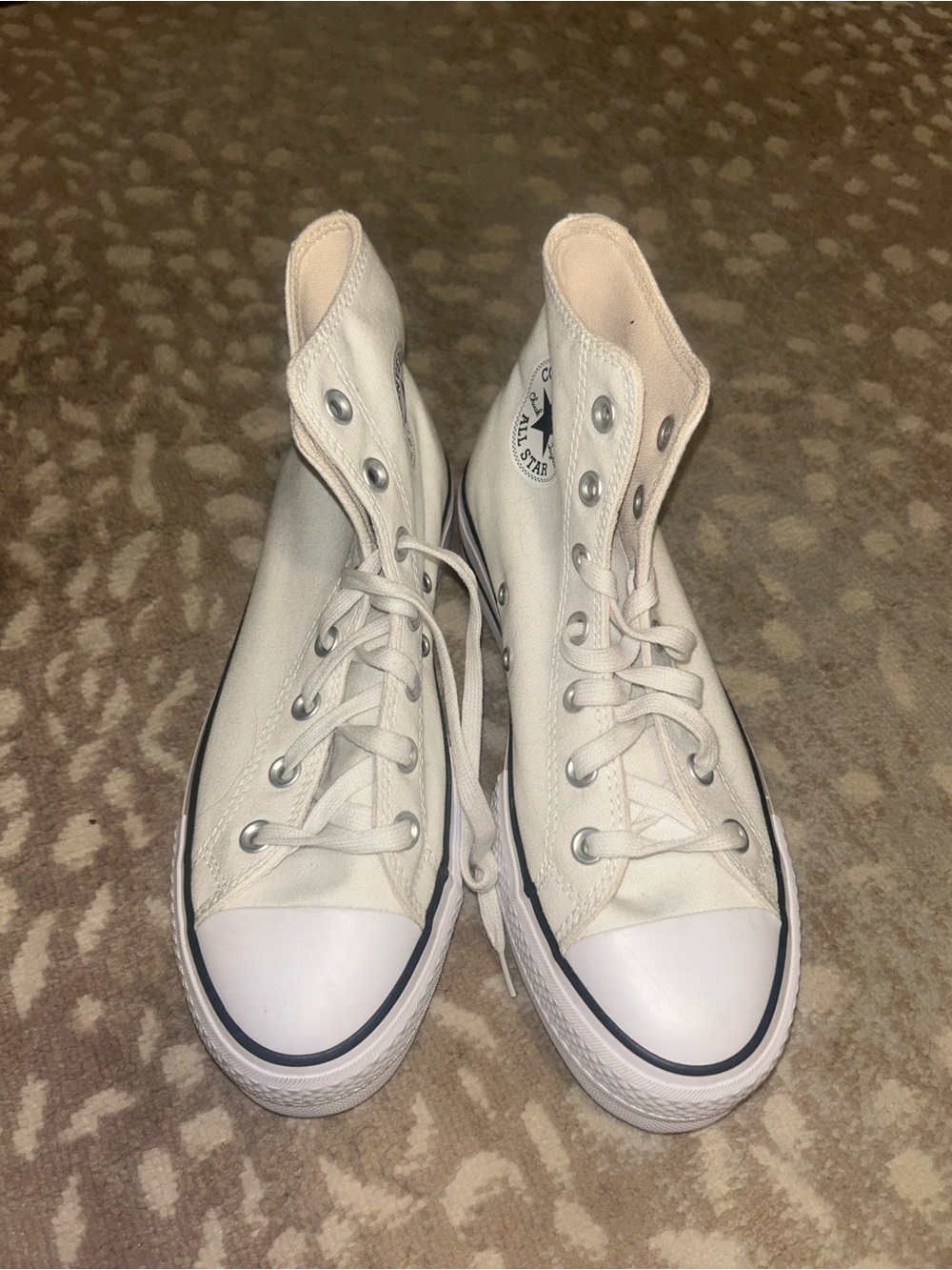 Platform Converse High Top Sneakers in Off-White Canvas
